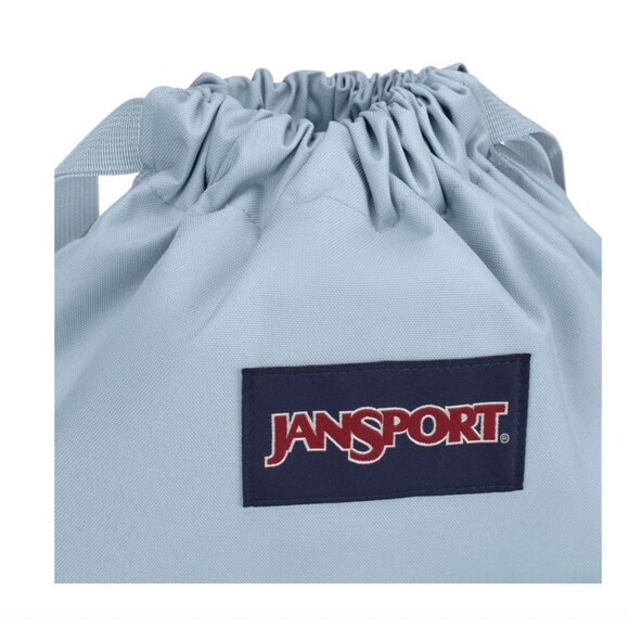 JanSport Drawstring Backpack With Front Zipper Pocket In Light Blue - Picture 5 of 6